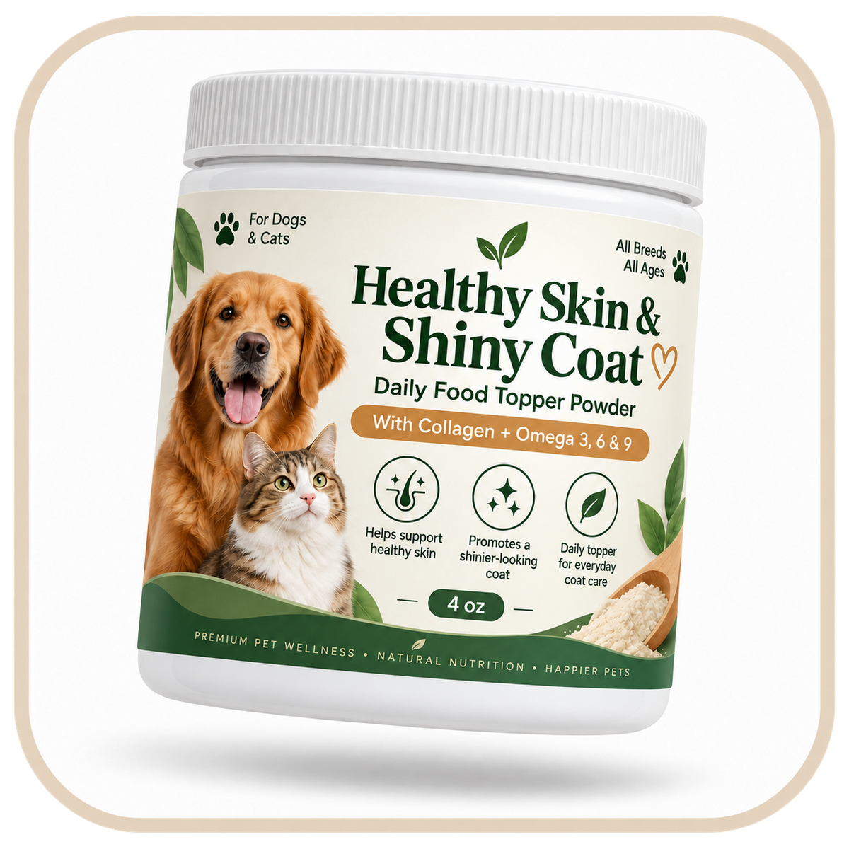 Healthy Skin & Shiny Coat - Daily Food Topper Powder